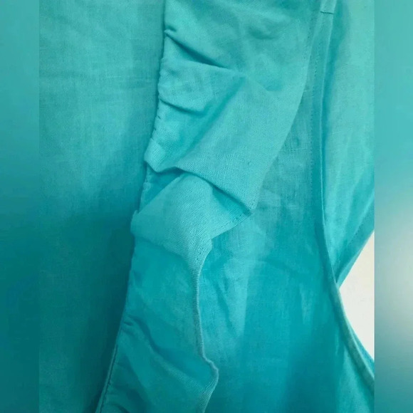 J Crew Linen Wrap Dress Size 12 turquoise - Picture 4 of 6